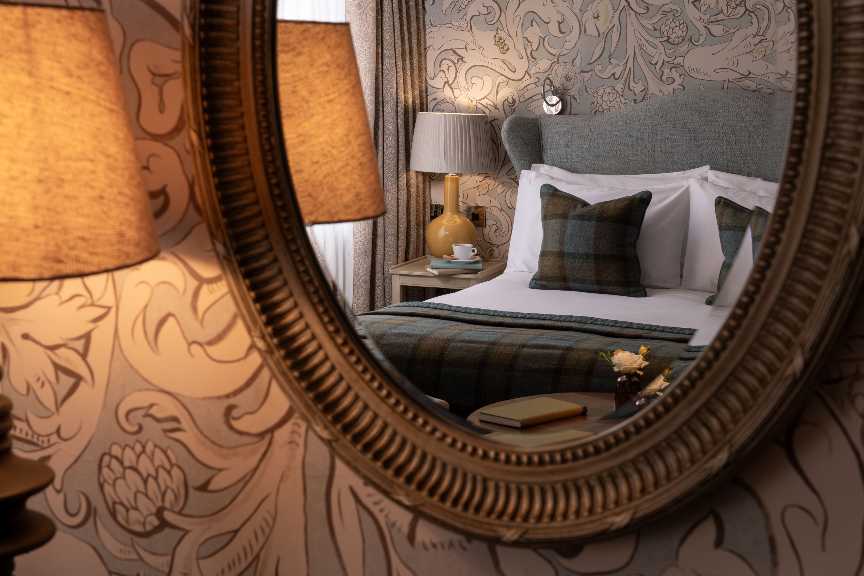 bedroom details through mirror