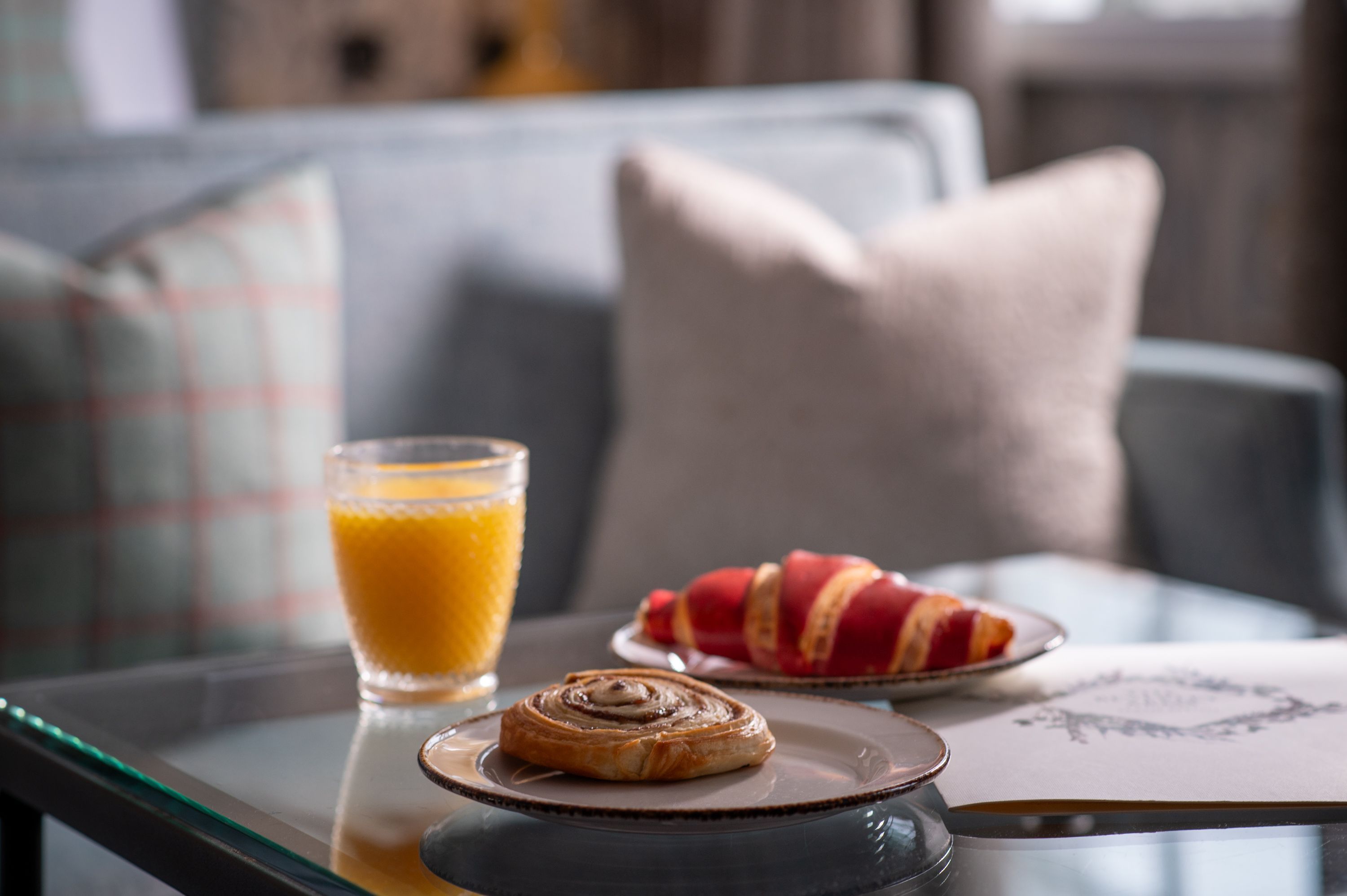orange juice and croissant