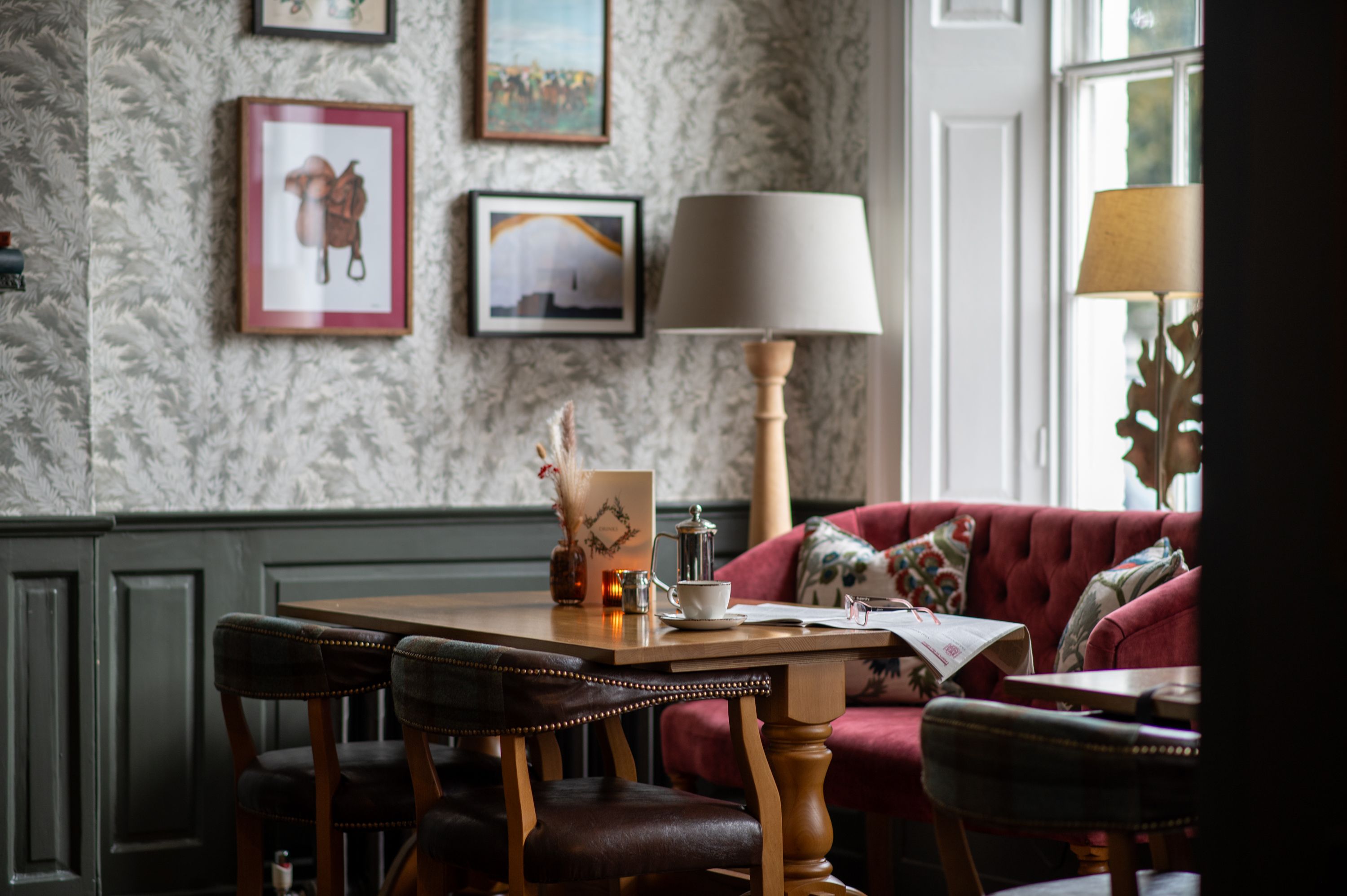 lounge area at the beverley arms with sofa